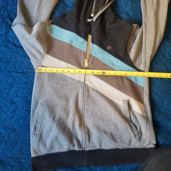 Y2k vintage hoodie Hang Ten Striped Full Zip-Up Hoodie Mens Size Small - Picture 12 of 14